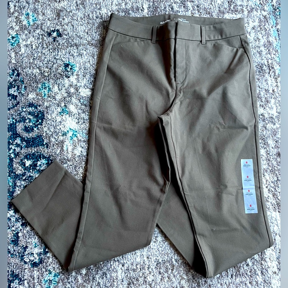Old Navy ‘Pixie’ Skinny High Rise Pant Olive Size 8 NWT